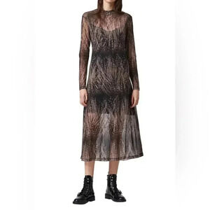 NEW All Saints Hanna Pembury Mesh Midi Dress size UK10 US 6